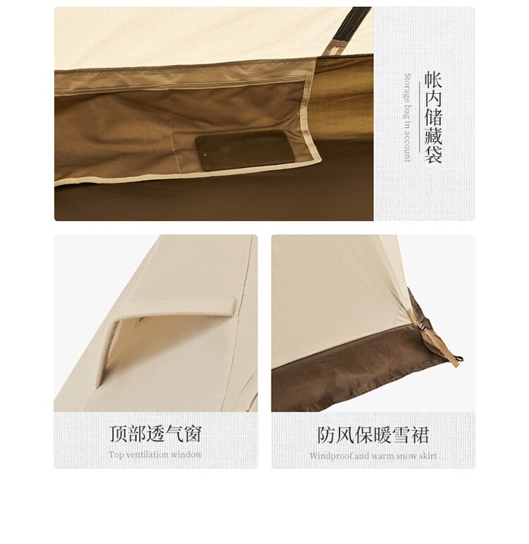 Cheap Goat Tents  Outdoor Camping Open 210D Windproof And Rainproof 3 4 People Portable Three door Double curtain Automatic Tent   